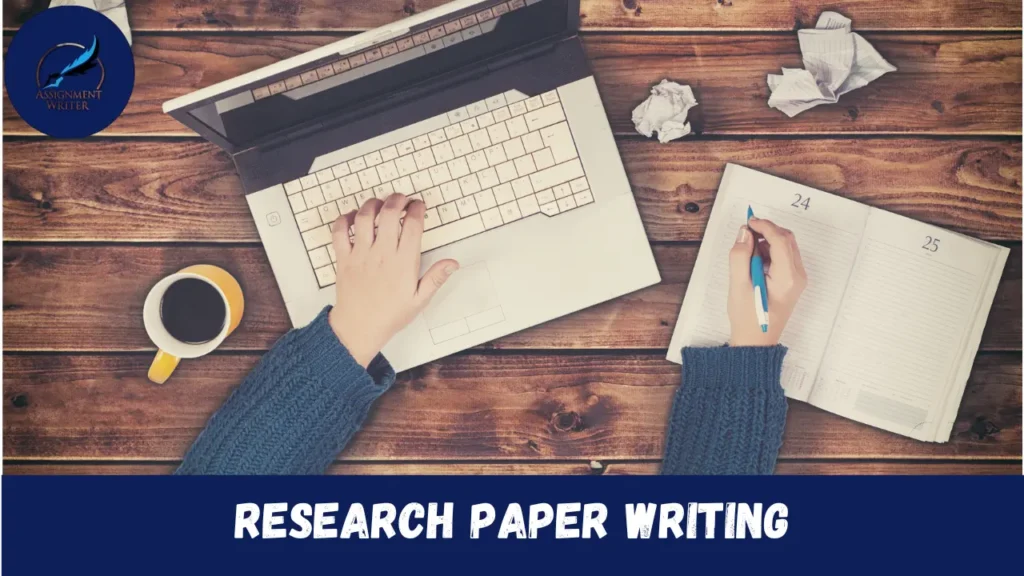 A professional setting showcasing a person writing a research paper, symbolizing research paper writing services.-Research Paper Writing